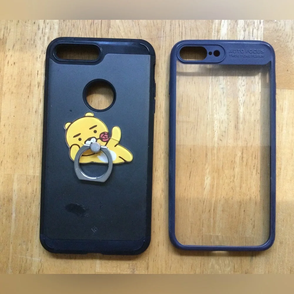 For iPhone 6 Plus | 7Plus| 8Plus Shockproof Metallic Slim Holder Case Cover 2PCs